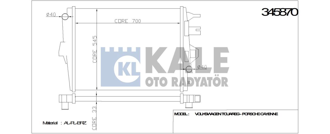 KALE-345870 Motor Su Radyatörü Volkswagen Touareg