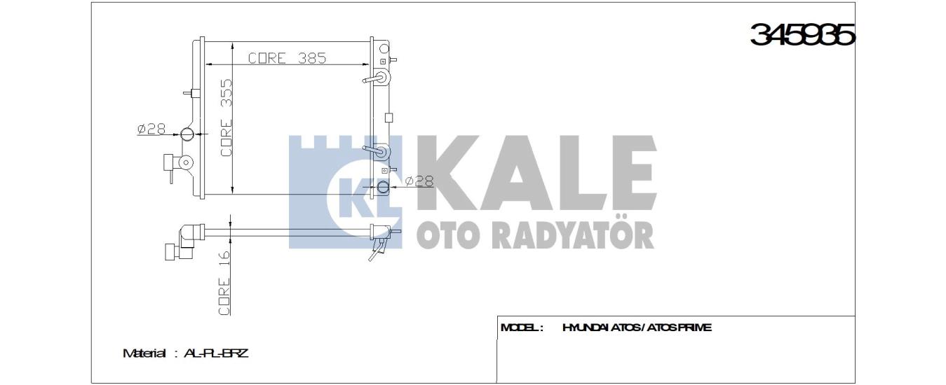 KALE-345935 Motor Su Radyatörü Hyundai Atos