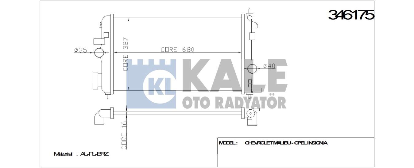 KALE-346175 Motor Su Radyatörü Opel Insignia