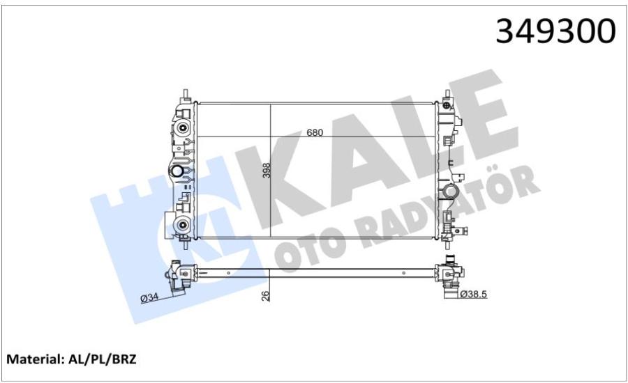 KALE-349300 Motor Su Radyatörü Opel Astra J