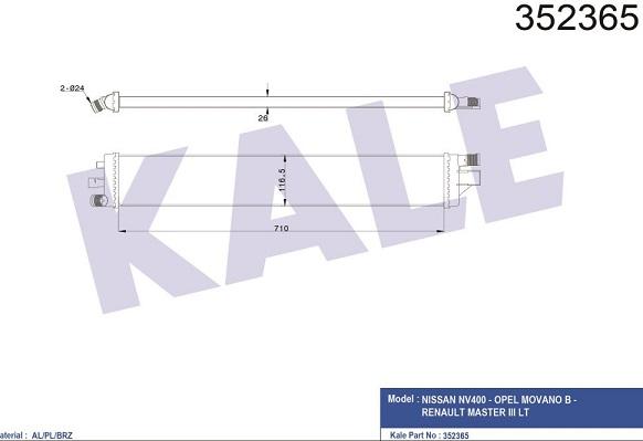 KALE-352365 Turbo Radyatörü Renault Master III