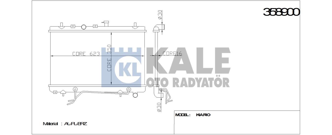 KALE-358900 Motor Su Radyatörü Kia Rio