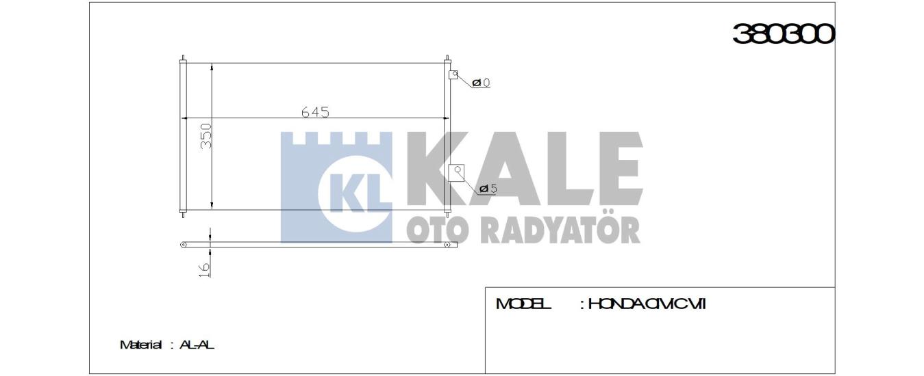 KALE-380300 Klima Radyatörü Honda Civic VII 1.4