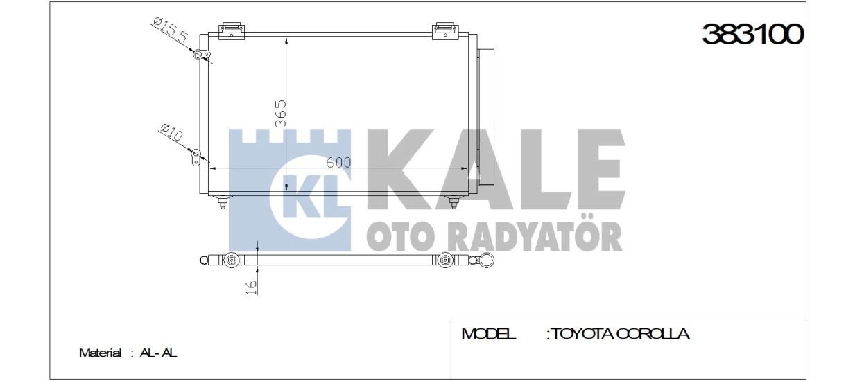 KALE-383100 Klima Radyatörü Toyota Corolla
