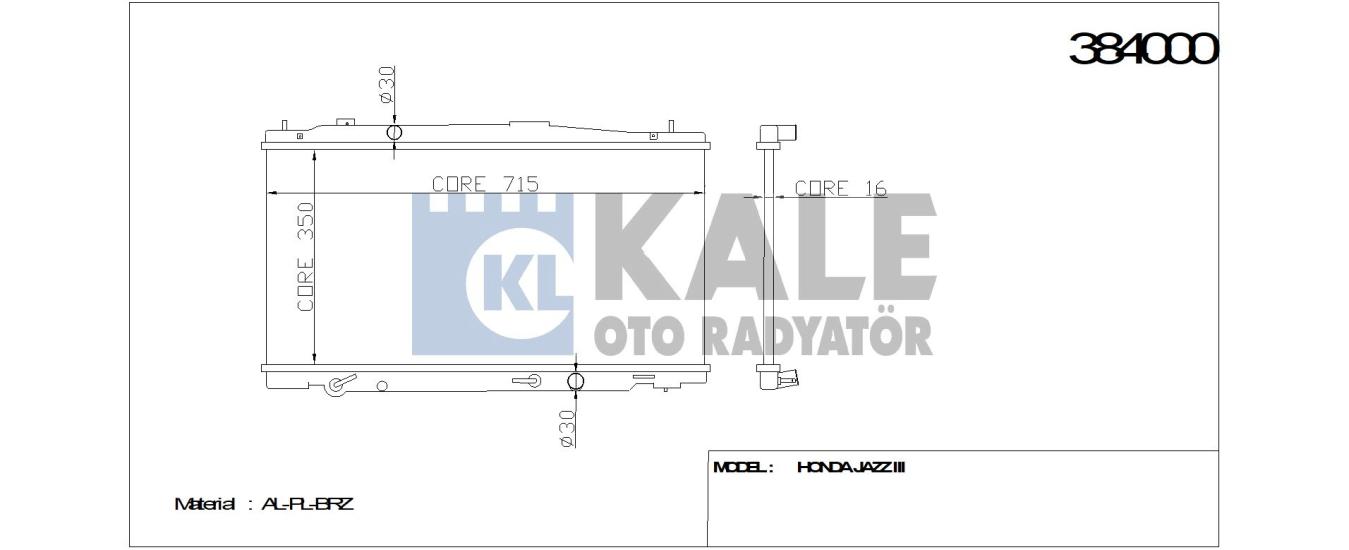 KALE-384000 Motor Su Radyatörü Honda Jazz