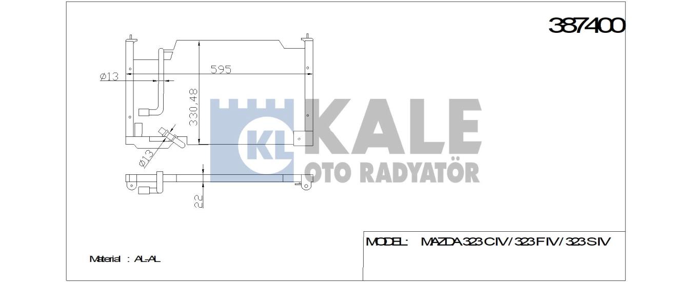 KALE-387400 Klima Radyatörü Mazda 323