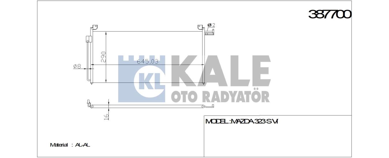 KALE-387700 Klima Radyatörü Mazda 323 1.6i, 16V