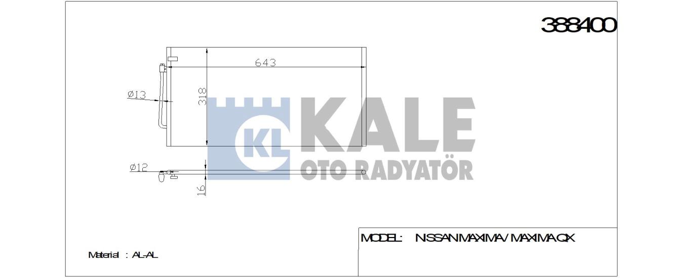 KALE-388400 Klima Radyatörü Nissan Maxima