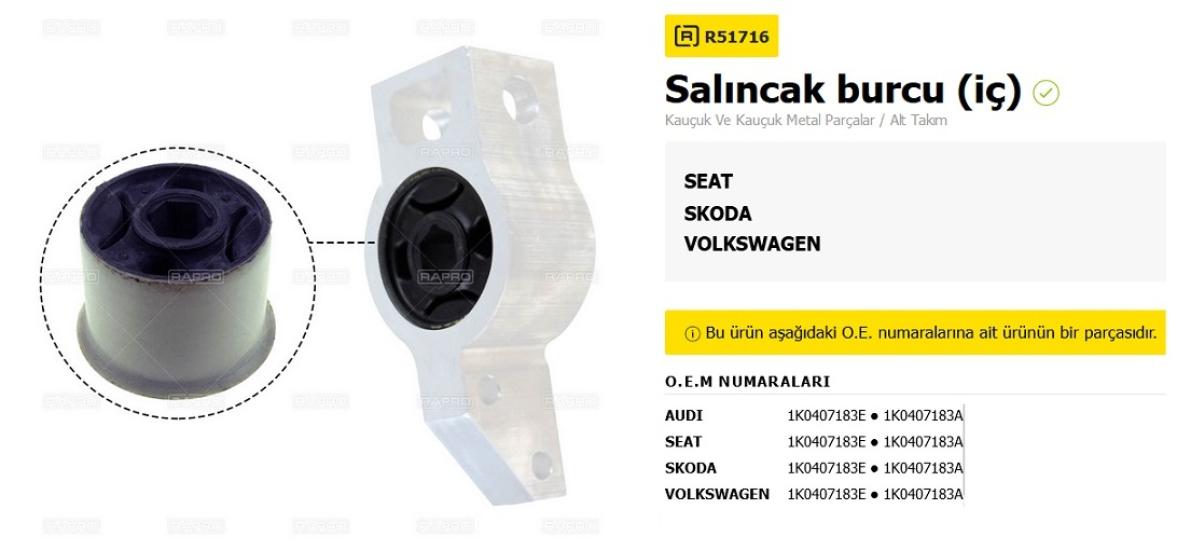 RAPRO-51716 Salıncak Burcu Volkswagen Golf IV