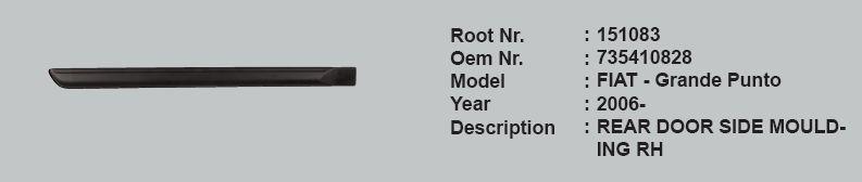 ROOT-151083 Sağ Arka Kapı Çıtası Fiat Grande Punto