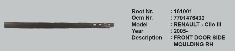 ROOT-161001 Sağ Ön Kapı Çıtası Renault Clio III